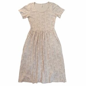 Kate Quinn Chocolate Bunny Print Dress XS Organic Cotton